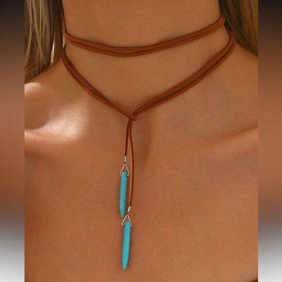 Free People Jewelry - Brown Leather Necklace A1393